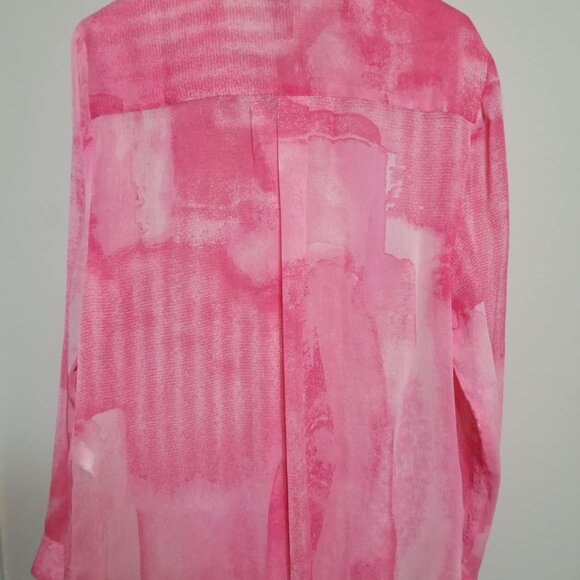 CHICO'S Blouse Pink Semi Sheer Tunic Feminine size 2 Top - Picture 4 of 7